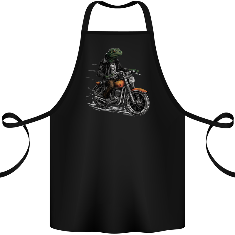 Lizard Biker Motorcycle Motorbike Reptile Cotton Apron 100% Organic Black