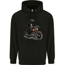 Lizard Biker Motorcycle Motorbike Reptile Mens 80% Cotton Hoodie Black