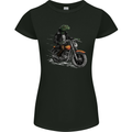 Lizard Biker Motorcycle Motorbike Reptile Womens Petite Cut T-Shirt Black