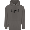 Lizard ECG Gekko Pulse Bearded Dragon Mens 80% Cotton Hoodie Charcoal