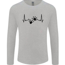 Lizard ECG Gekko Pulse Bearded Dragon Mens Long Sleeve T-Shirt Sports Grey