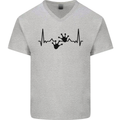 Lizard ECG Gekko Pulse Bearded Dragon Mens V-Neck Cotton T-Shirt Sports Grey