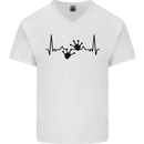 Lizard ECG Gekko Pulse Bearded Dragon Mens V-Neck Cotton T-Shirt White