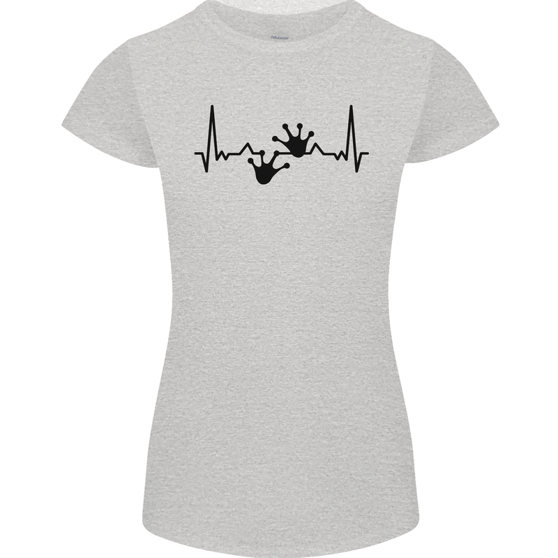 Lizard ECG Gekko Pulse Bearded Dragon Womens Petite Cut T-Shirt Sports Grey
