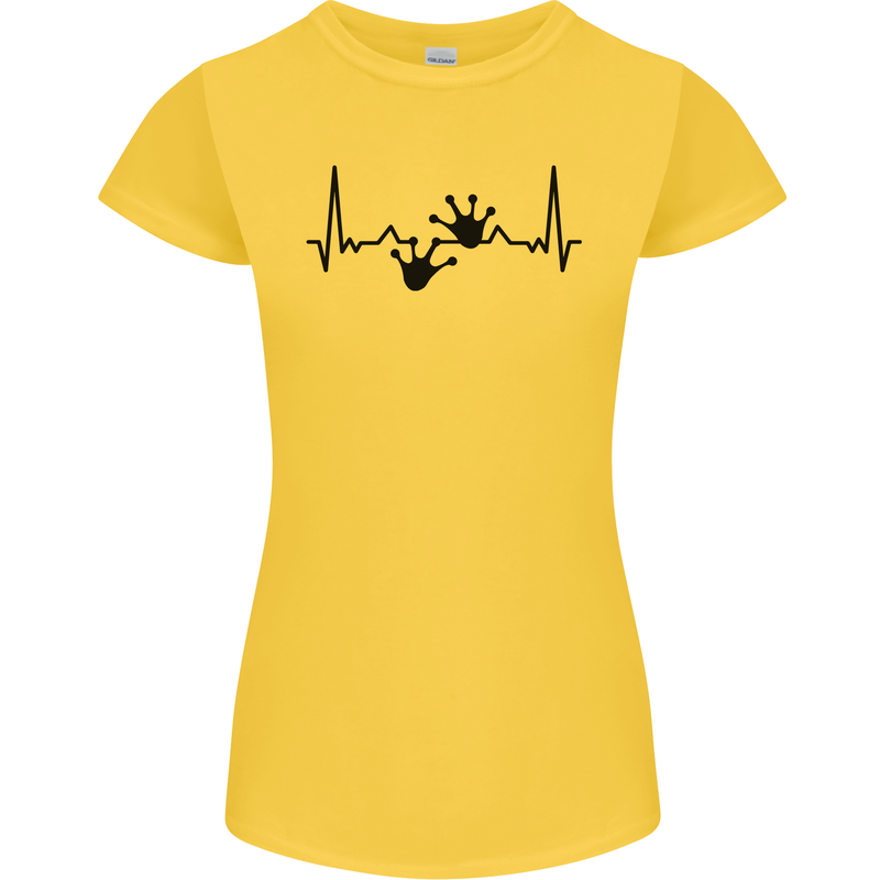 Lizard ECG Gekko Pulse Bearded Dragon Womens Petite Cut T-Shirt Yellow