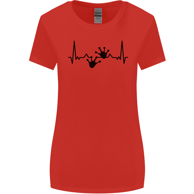 Lizard ECG Gekko Pulse Bearded Dragon Womens Wider Cut T-Shirt Red