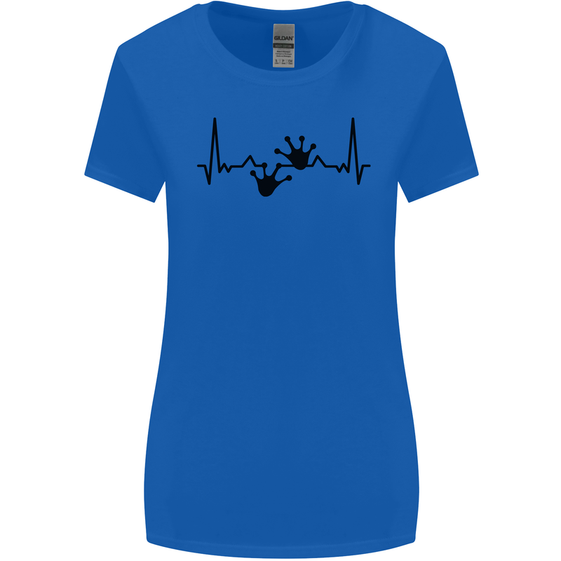 Lizard ECG Gekko Pulse Bearded Dragon Womens Wider Cut T-Shirt Royal Blue