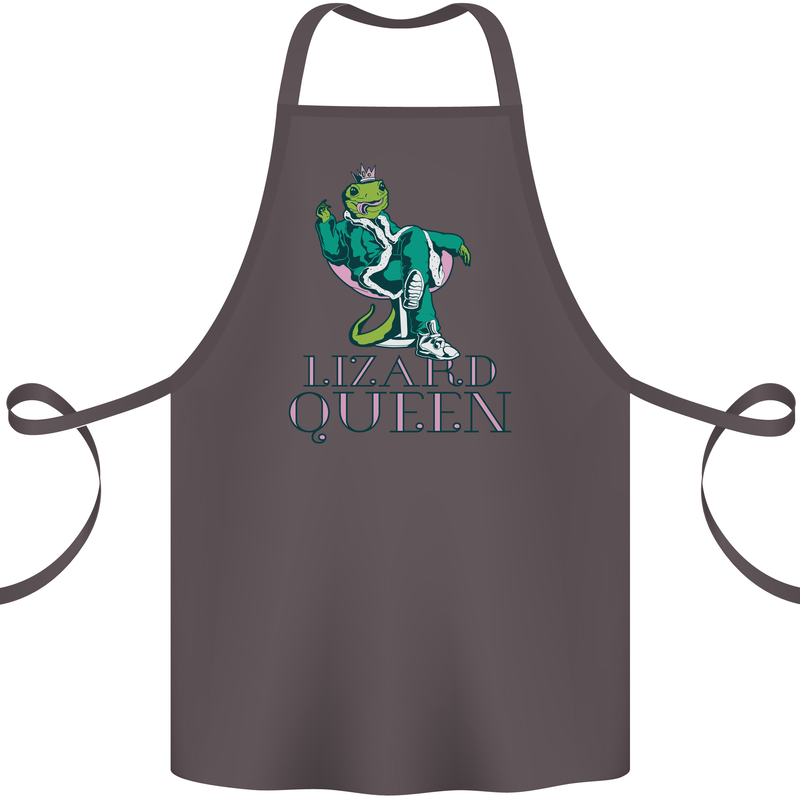 Lizard Queen Chameleon Bearded Dragon Cotton Apron 100% Organic Dark Grey