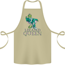 Lizard Queen Chameleon Bearded Dragon Cotton Apron 100% Organic Khaki