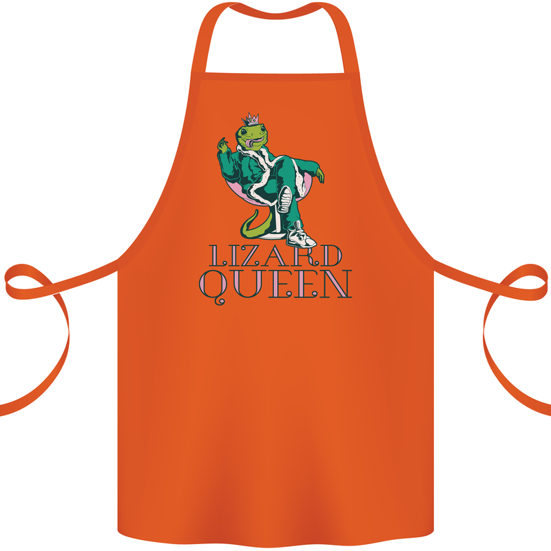 Lizard Queen Chameleon Bearded Dragon Cotton Apron 100% Organic Orange