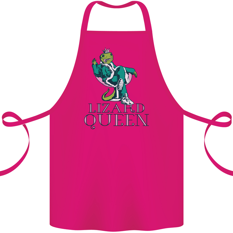 Lizard Queen Chameleon Bearded Dragon Cotton Apron 100% Organic Pink