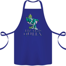 Lizard Queen Chameleon Bearded Dragon Cotton Apron 100% Organic Royal Blue