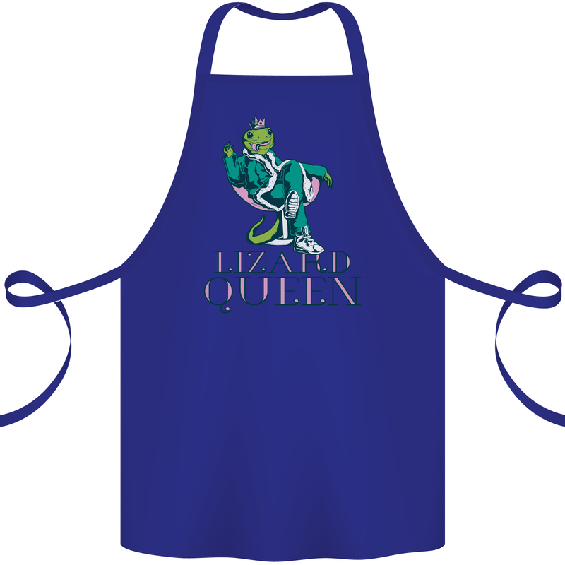 Lizard Queen Chameleon Bearded Dragon Cotton Apron 100% Organic Royal Blue