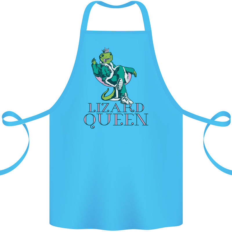 Lizard Queen Chameleon Bearded Dragon Cotton Apron 100% Organic Turquoise