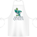 Lizard Queen Chameleon Bearded Dragon Cotton Apron 100% Organic White