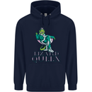 Lizard Queen Chameleon Bearded Dragon Mens 80% Cotton Hoodie Navy Blue