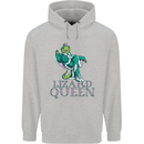 Lizard Queen Chameleon Bearded Dragon Mens 80% Cotton Hoodie Sports Grey