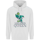 Lizard Queen Chameleon Bearded Dragon Mens 80% Cotton Hoodie White