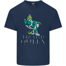 Lizard Queen Chameleon Bearded Dragon Mens Cotton T-Shirt Tee Top Navy Blue