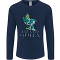 Lizard Queen Chameleon Bearded Dragon Mens Long Sleeve T-Shirt Navy Blue