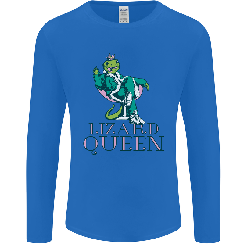 Lizard Queen Chameleon Bearded Dragon Mens Long Sleeve T-Shirt Royal Blue