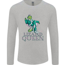 Lizard Queen Chameleon Bearded Dragon Mens Long Sleeve T-Shirt Sports Grey