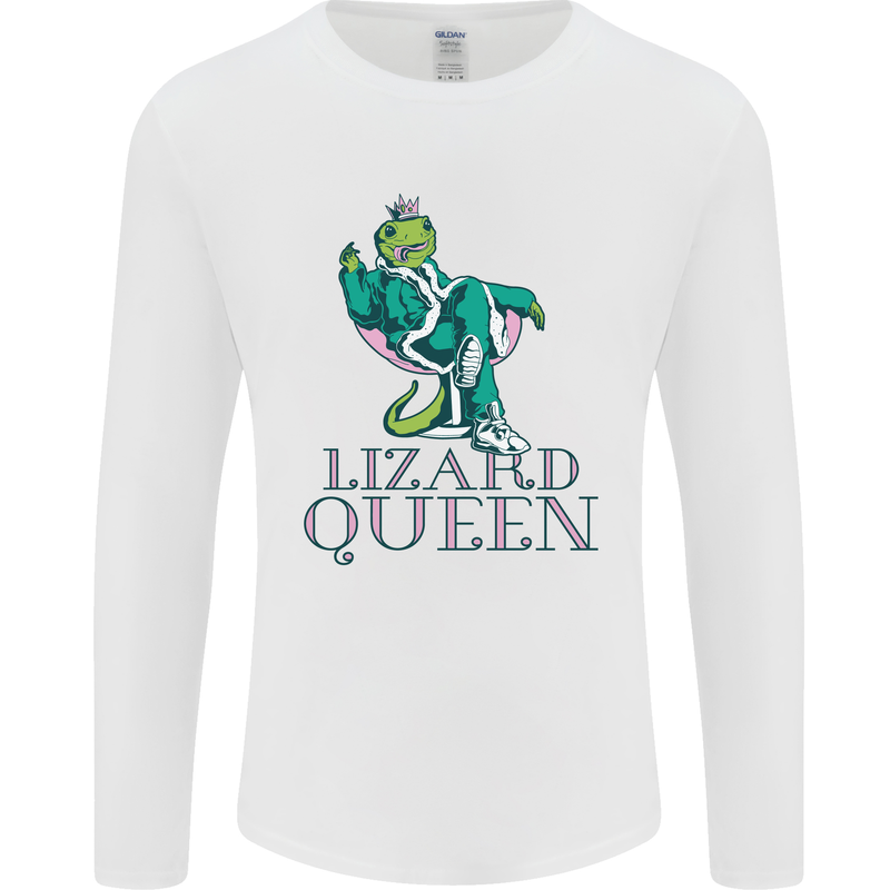 Lizard Queen Chameleon Bearded Dragon Mens Long Sleeve T-Shirt White