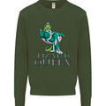 Lizard Queen Chameleon Bearded Dragon Mens Sweatshirt Jumper Forest Green