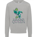 Lizard Queen Chameleon Bearded Dragon Mens Sweatshirt Jumper Sports Grey