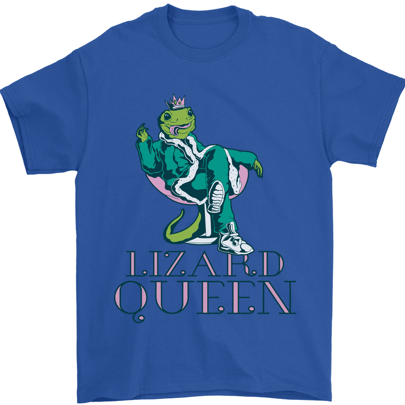 Lizard Queen Chameleon Bearded Dragon Mens T-Shirt 100% Cotton Royal Blue