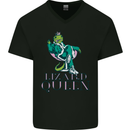 Lizard Queen Chameleon Bearded Dragon Mens V-Neck Cotton T-Shirt Black
