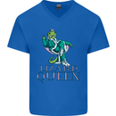 Lizard Queen Chameleon Bearded Dragon Mens V-Neck Cotton T-Shirt Royal Blue