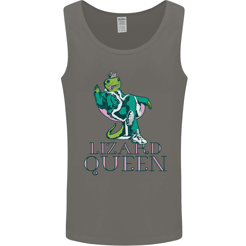 Lizard Queen Chameleon Bearded Dragon Mens Vest Tank Top Charcoal