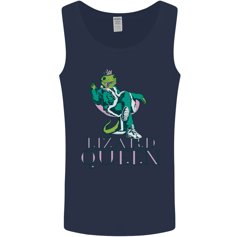 Lizard Queen Chameleon Bearded Dragon Mens Vest Tank Top Navy Blue