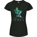 Lizard Queen Chameleon Bearded Dragon Womens Petite Cut T-Shirt Black