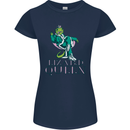 Lizard Queen Chameleon Bearded Dragon Womens Petite Cut T-Shirt Navy Blue