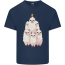 Llama Christmas Tree Xmas Kids T-Shirt Childrens Navy Blue