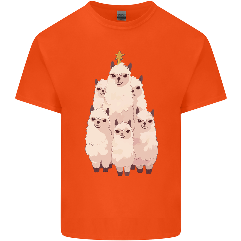 Llama Christmas Tree Xmas Kids T-Shirt Childrens Orange