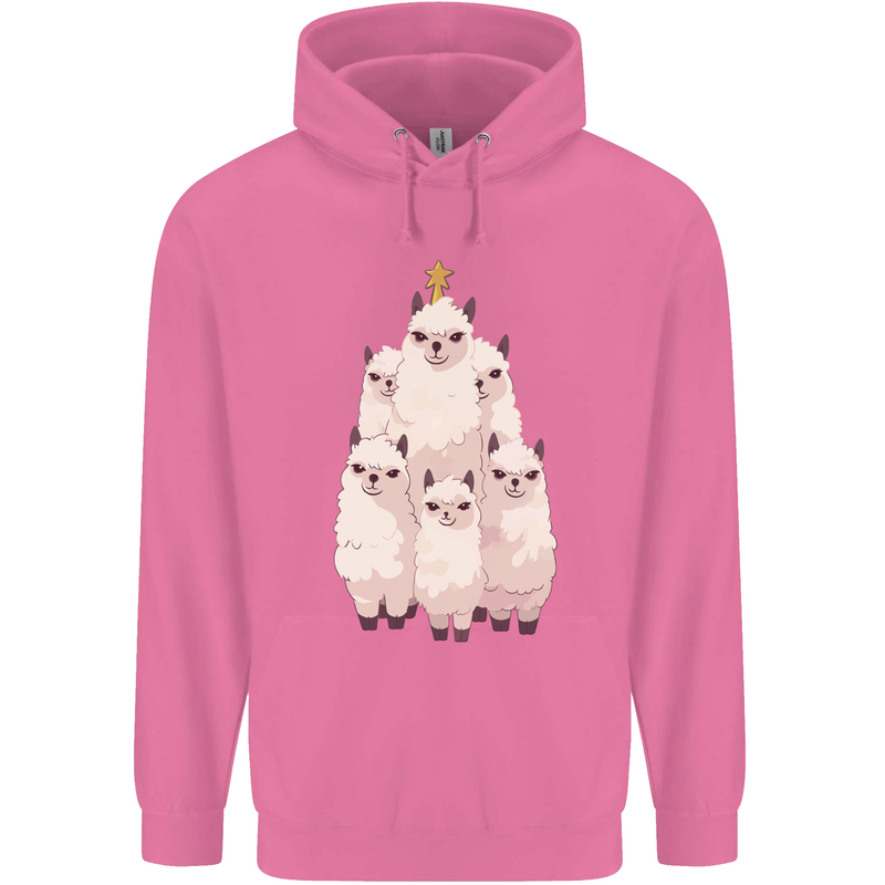 Llama Christmas Tree Xmas Mens 80% Cotton Hoodie Azelea