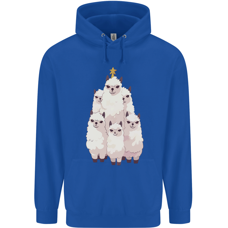 Llama Christmas Tree Xmas Mens 80% Cotton Hoodie Royal Blue