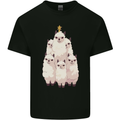 Llama Christmas Tree Xmas Mens Cotton T-Shirt Tee Top Black