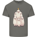 Llama Christmas Tree Xmas Mens Cotton T-Shirt Tee Top Charcoal