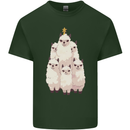 Llama Christmas Tree Xmas Mens Cotton T-Shirt Tee Top Forest Green
