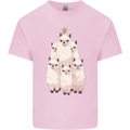Llama Christmas Tree Xmas Mens Cotton T-Shirt Tee Top Light Pink