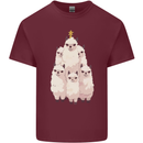 Llama Christmas Tree Xmas Mens Cotton T-Shirt Tee Top Maroon