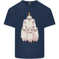 Llama Christmas Tree Xmas Mens Cotton T-Shirt Tee Top Navy Blue