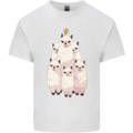 Llama Christmas Tree Xmas Mens Cotton T-Shirt Tee Top White