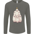 Llama Christmas Tree Xmas Mens Long Sleeve T-Shirt Charcoal