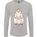 Llama Christmas Tree Xmas Mens Long Sleeve T-Shirt Sports Grey