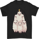 Llama Christmas Tree Xmas Mens T-Shirt 100% Cotton Black
